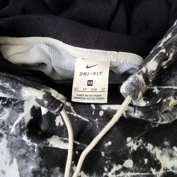 Nike Fly Black & White Tie-Dye Hoodie Sweatshirt Athleisure Active Streetwear XS - Picture 5 of 16